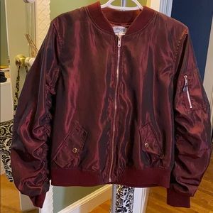 Maroon bomber jacket